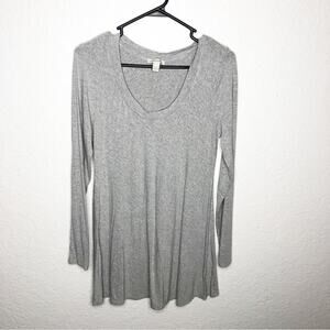 Boston Proper light gray scoop neck long sleeve knit top size Large